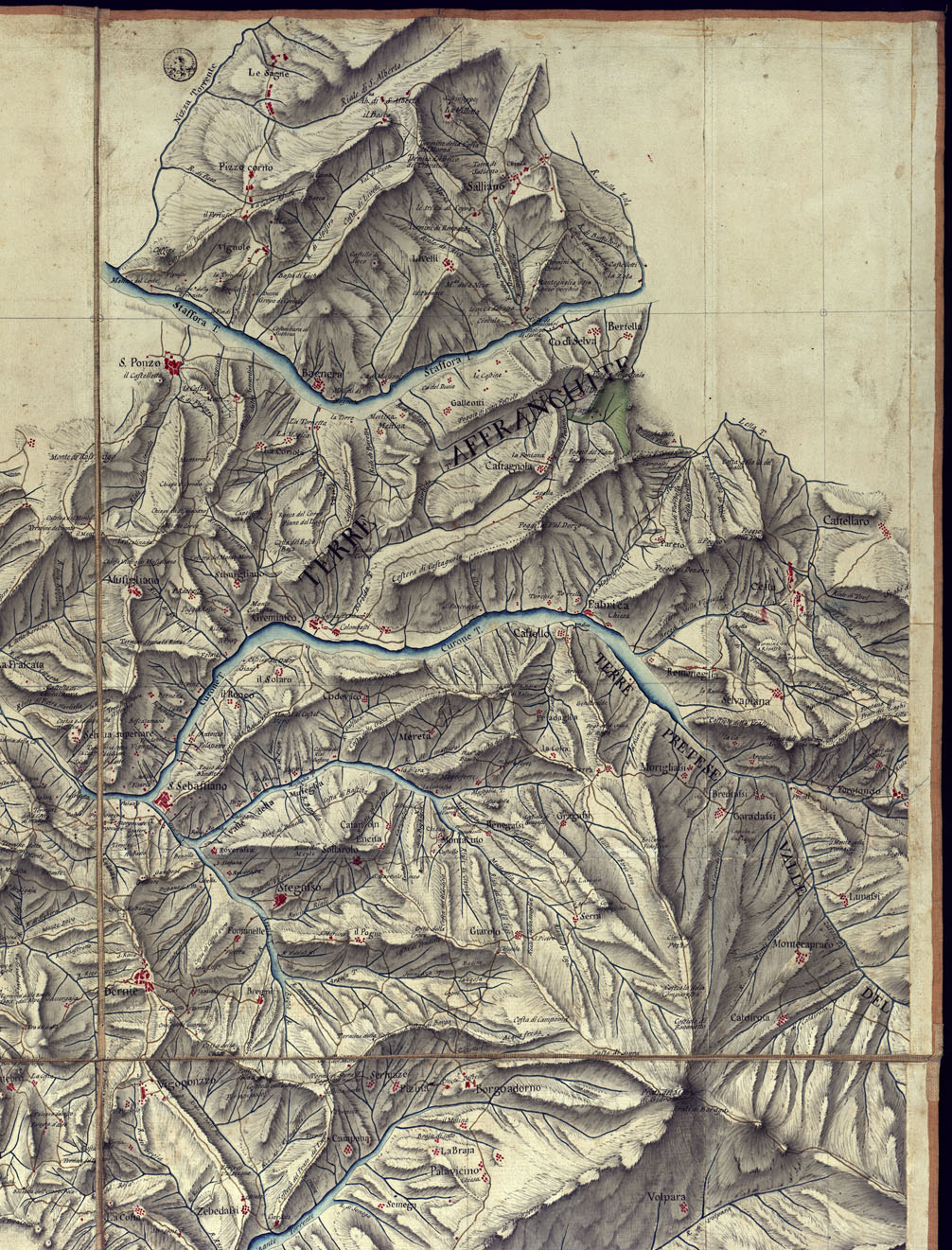 (N:15683) RIDUZIONE DELLA FRONTIERA DE BOBBIESE OLTRE PO' TORTONESE DAL CONFLUENTE DEL TORRENTE AUTO NELLA TREBBIA PER SINO ALLA MADO.NA DEL M. SERRAVALLE (CA001436, CA001437, CA001438, CA001439) Carte e stampe antiche: riproduzione a colori su carta (formato A1)