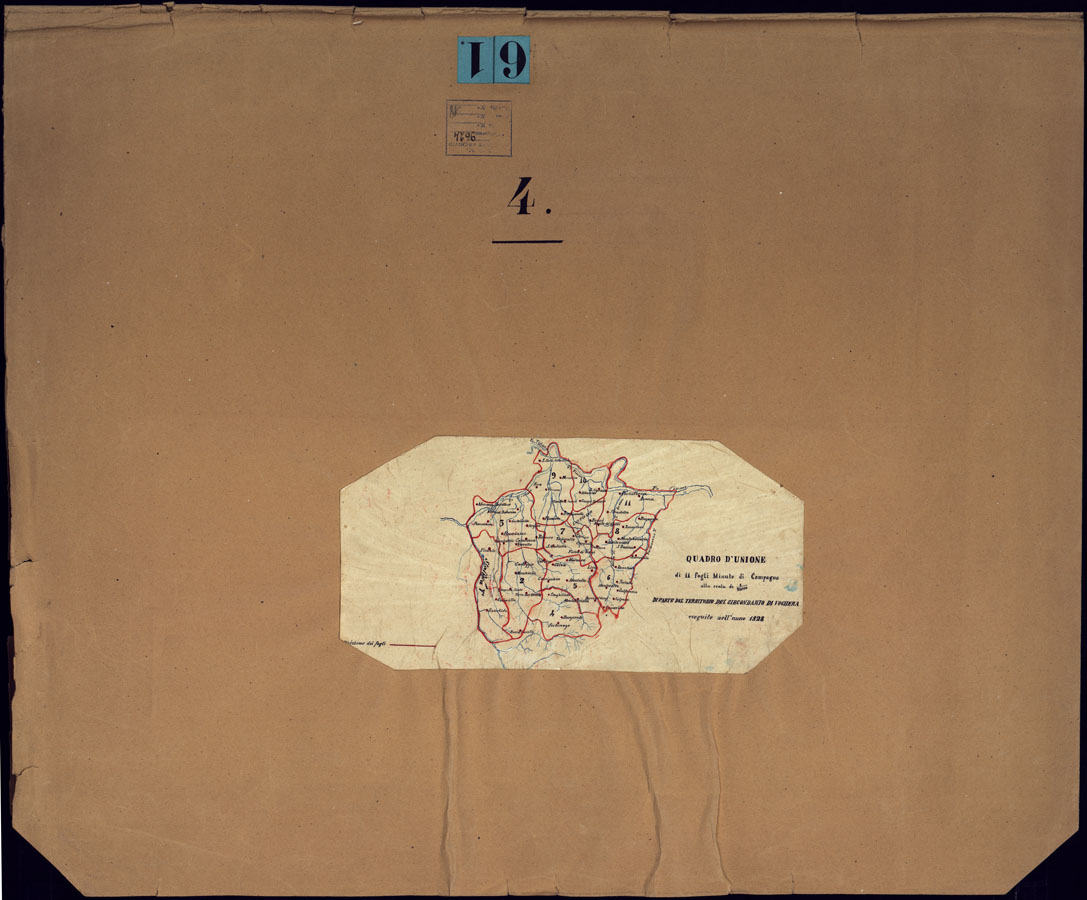(N:10678) MINUTE DI CAMPAGNA ALLA SCALA DI 1 20.000 DI PARTE DEL TERRITORIO DEL CIRCONDARIO DI VOGHERA ESEGUITE NELL'ANNO 1828 - QUADRO D'UNIONE. (CA001458) Carte e stampe antiche: riproduzione a colori su carta (formato A1)