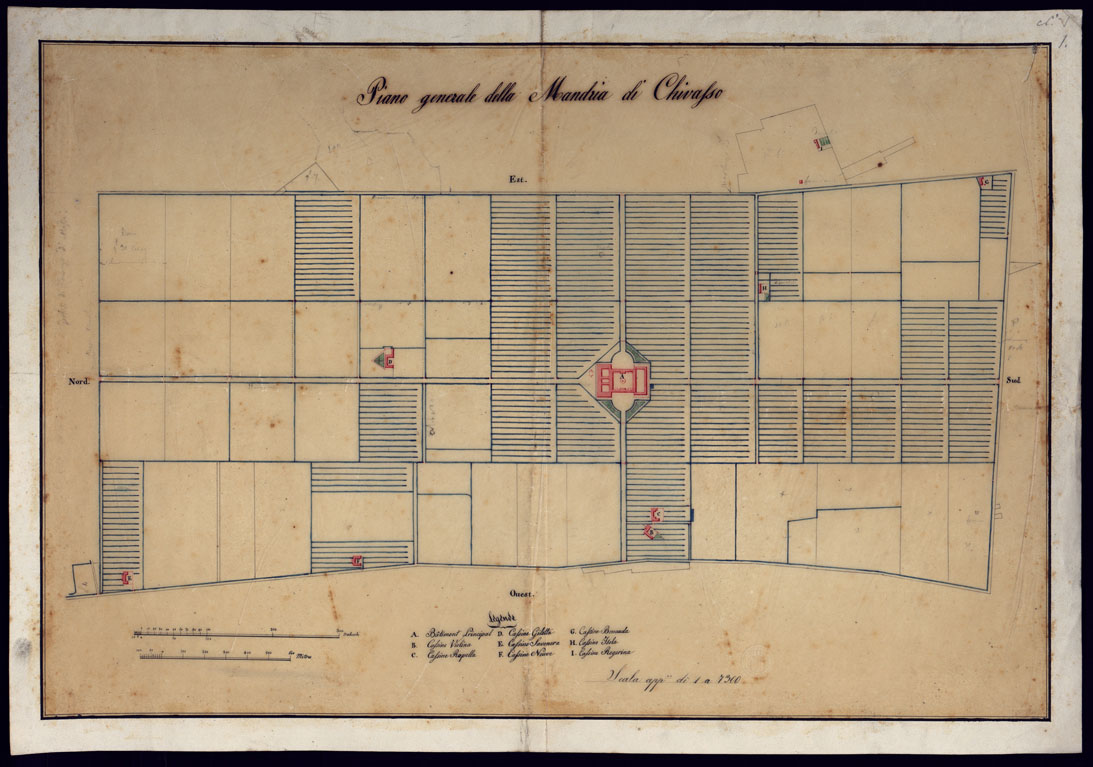 (N:3422) PIANO GENERALE DELLA MANDRIA DI CHIVASSO (CA001480) Carte e stampe antiche: riproduzione a colori su carta (formato A1)
