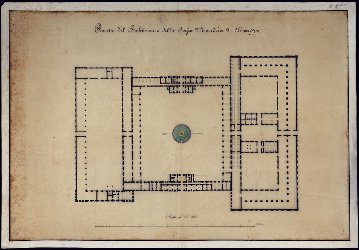 (N:3420) PIANTA DEL FABBRICATO DELLA REGIA MANDRIA DI CHIVASSO. (CA001481) Carte e stampe antiche: riproduzione a colori su carta (formato A1)
