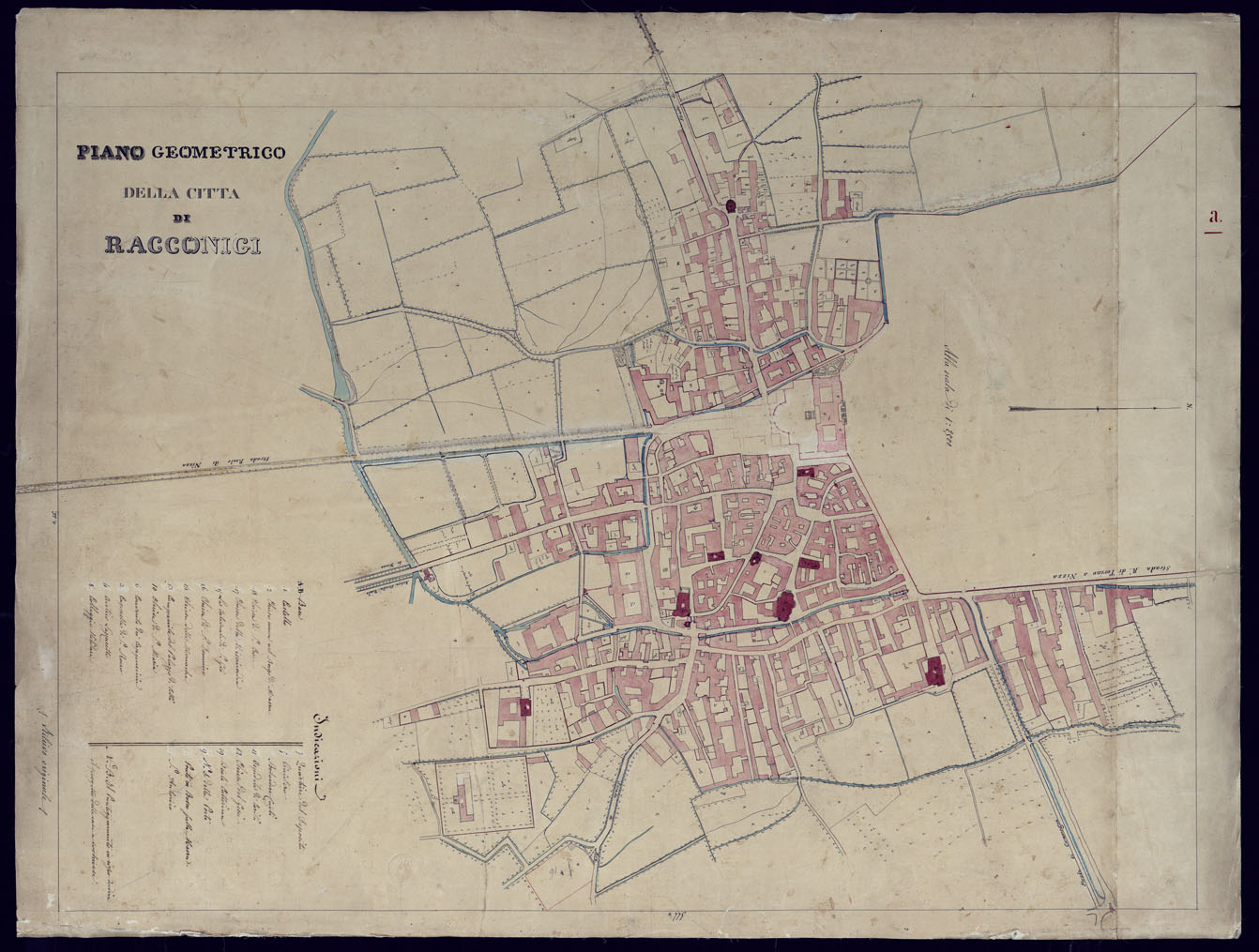(N:2715) PIANO GEOMETRICO DELLA CITTA' DI RACCONIGI. (CA001498) Carte e stampe antiche: riproduzione a colori su carta (formato A1)