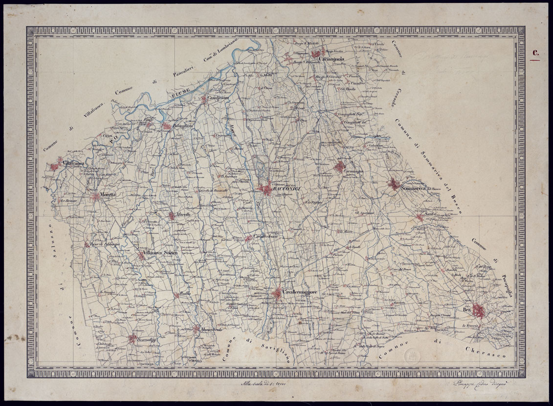(N:2651) CARTA TOPOGRAFICA DEI DINTORNI DI RACCONIGI ALLA SCALA DI 1 PER 50.000. (CA001501) Carte e stampe antiche: riproduzione a colori su carta (formato A1)