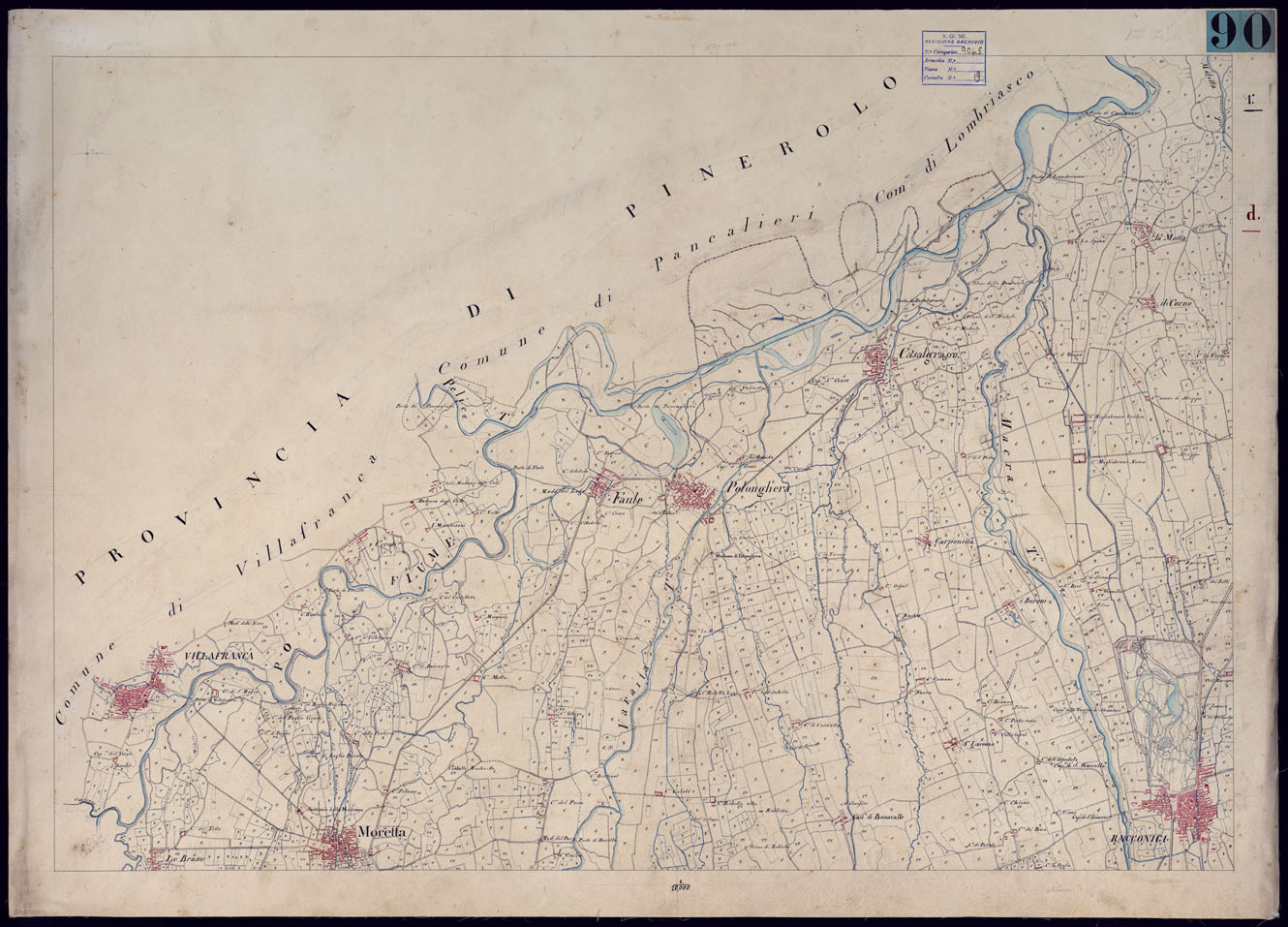 (N:2649) CARTA TOPOGRAFICA DEI DINTORNI DI RACCONIGI FORMATA DAL REAL CORPO DI STATO MAGGIORE GENERALE ALLA SCALA DI 1 PER 20.000 (CA001503) Carte e stampe antiche: riproduzione a colori su carta (formato A1)