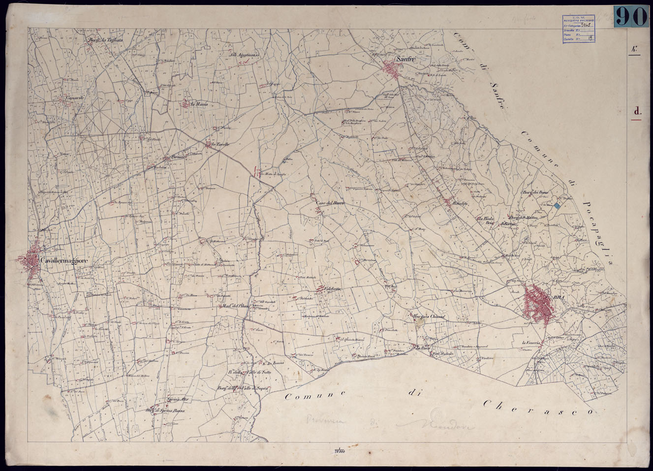 (N:2643) CARTA TOPOGRAFICA DEI DINTORNI DI RACCONIGI FORMATA DAL REAL CORPO DI STATO MAGGIORE GENERALE ALLA SCALA DI 1 PER 20.000 (CA001506) Carte e stampe antiche: riproduzione a colori su carta (formato A1)