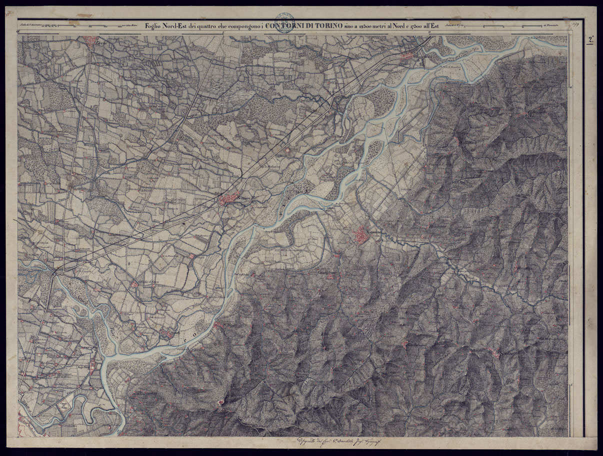(N:23399) CONTORNI DI TORINO - FOGLIO 2. (CA001516) Carte e stampe antiche: riproduzione a colori su carta (formato A1)