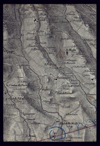 (N:23405) CONTORNI DI TORINO - FOGLIO  4 + SPEZZONE SU TELA A STACCHI. (CA001522, CA001523) Carte e stampe antiche: riproduzione a colori su carta (formato A1)