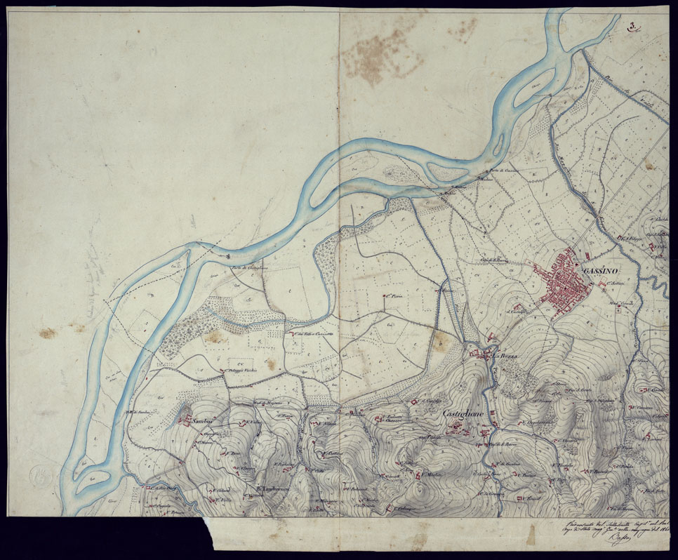 (N:1564) CARTA TOPOGRAFICA A CURVE DIMOSTRATIVE DI UNA PARTE DELLA REGIONE NORD-EST DEI DINTORNI DI TORINO - FOGLIO 3. (CA001579) Carte e stampe antiche: riproduzione a colori su carta (formato A1)