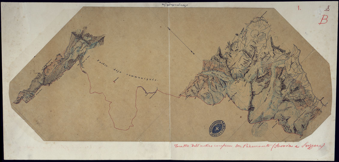 (N:3792) CONFINI TRA IL PIEMONTE (SAVOIA) E SVIZZERA - FOGLIO 5. (CA001614) Carte e stampe antiche: riproduzione a colori su carta (formato A1)