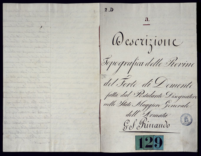 (N:3738) PIANO GEOMETRICO DELLA POSIZIONE E DELLE ROVINE DEL FORTE DI DEMONTE DISEGNATO E LEVATO ALLA SCALA DI 1 500 DAL  POSTULANTE DISEGNATORE D'ORDINE DEL MAGG. GENERALE CAPO DELLO STATO MAGGIORE GENERALE BARONE DI MONTHOUX CON ALLEGATO LIBRETTO DESCRITTIVO (CA001640, CA001643, CA001644, CA001645, CA001646, CA001647, CA001648, CA001649, CA001650) Carte e stampe antiche: riproduzione a colori su carta (formato A1)