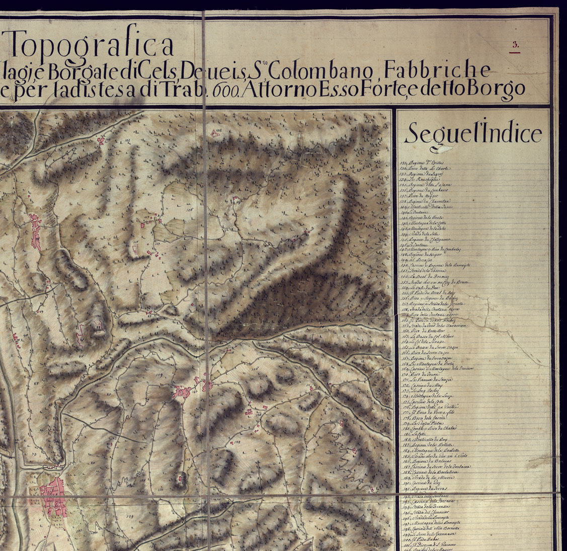 (N:3712) CARTA TOPOGRAFICA CHE COMPRENDE IL FORTE D'EXILLES, E SUO BORGO, UNITAMENTE A VILLAGGI E BORGATE DI C.CELS, DENIS, S. COLOMBANO, FABBRICHE, TERRENI MONTI, VALLI, RIPE, FIUMI,TORRENTI, ROGGIE, E STRADE (CA001666, CA001667, CA001668, CA001669) Carte e stampe antiche: riproduzione a colori su carta (formato A1)