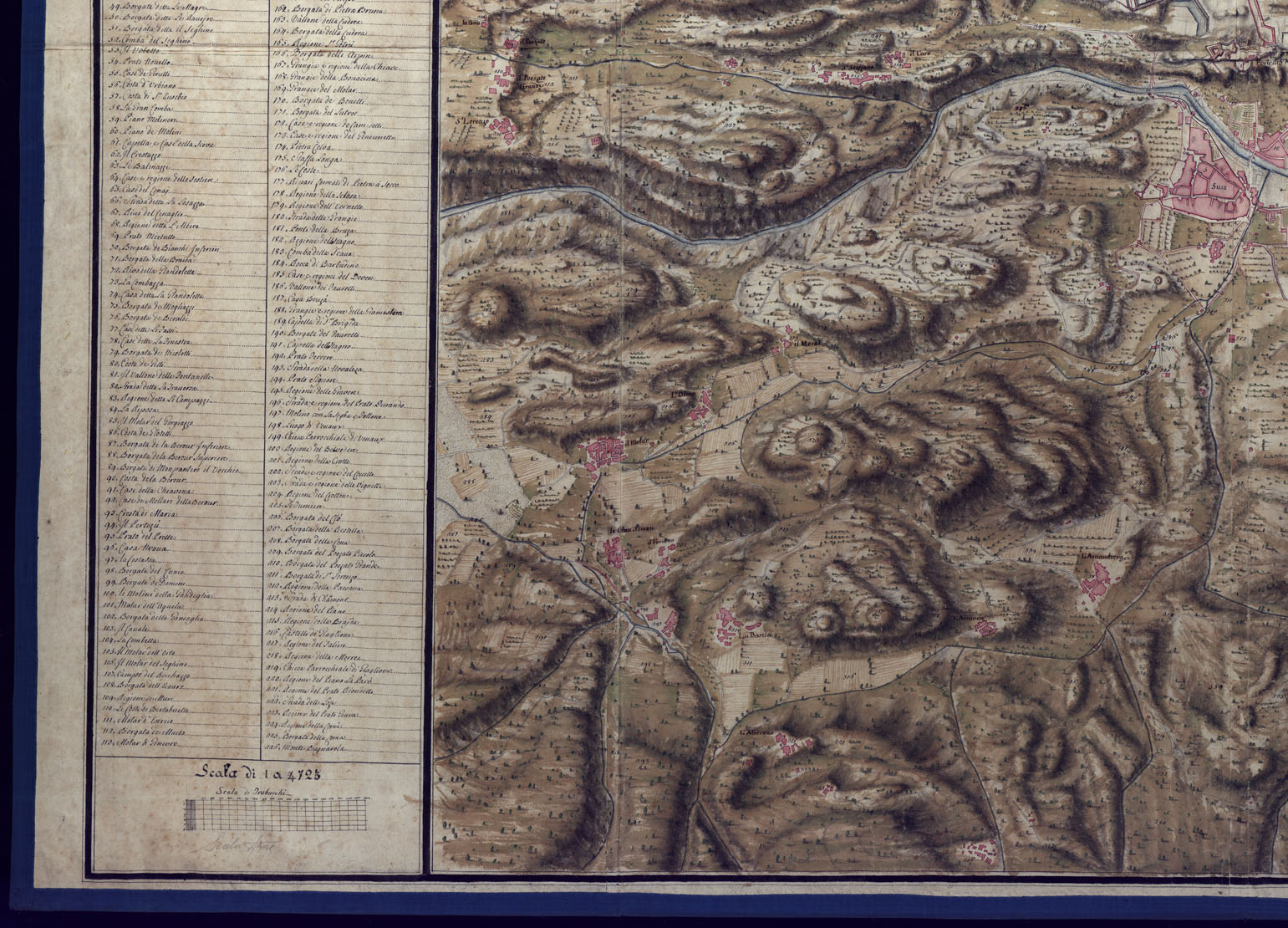 (N:3633) CARTA TOPOGRAFICA CHE COMPRENDE I FORTI DELLA BRUNETTA E DI SANTA MARIA, LA CITTA' DI SUSA UNITAMENTE AI VILLAGGI, E BORGATE DI MONPANTERO, VENAUX, GIAGLIONE, GRAVERE, MEANANA, FABBRICHE, E TERRENI, MONTI, VALLI, RIPE, FIUMI, TORRENTI
, ROGGLIE, STRADE. (CA001719, CA001720, CA001721, CA001722) Carte e stampe antiche: riproduzione a colori su carta (formato A1)