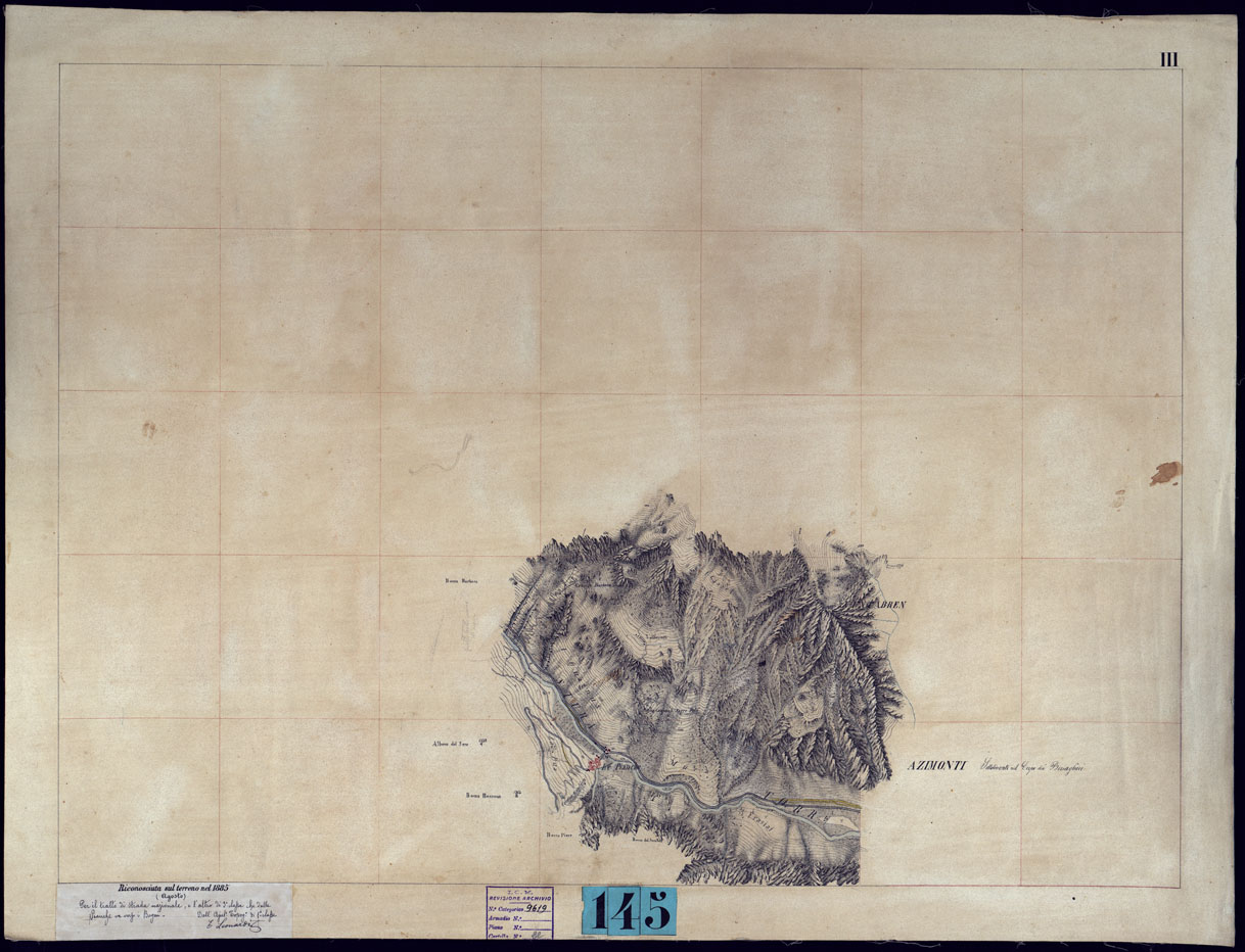 (N:23446) VINADIO E DINTORNI FRAZIONI E TAVOLETTE RILIEVO AL 10.000 DIRETTORE A. RIGHINI COLONELLO -TAVOLAIII (CA001726) Carte e stampe antiche: riproduzione a colori su carta (formato A1)
