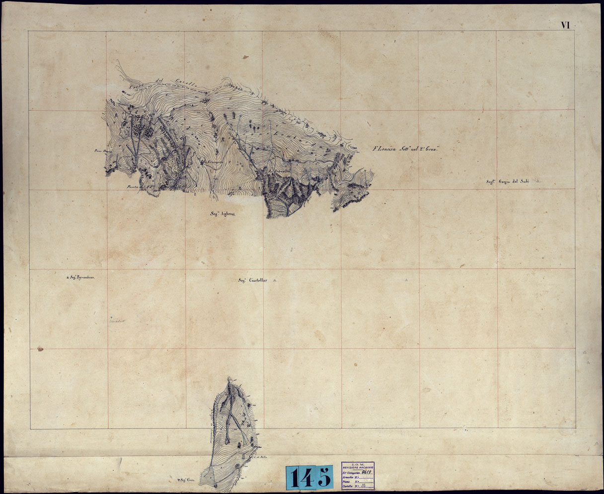 (N:23449) VINADIO E DINTORNI FRAZIONI E TAVOLETTE RILIEVO AL 10.000 DIRETTORE A. RIGHINI COLONELLO -TAVOLA VI (CA001729) Carte e stampe antiche: riproduzione a colori su carta (formato A1)