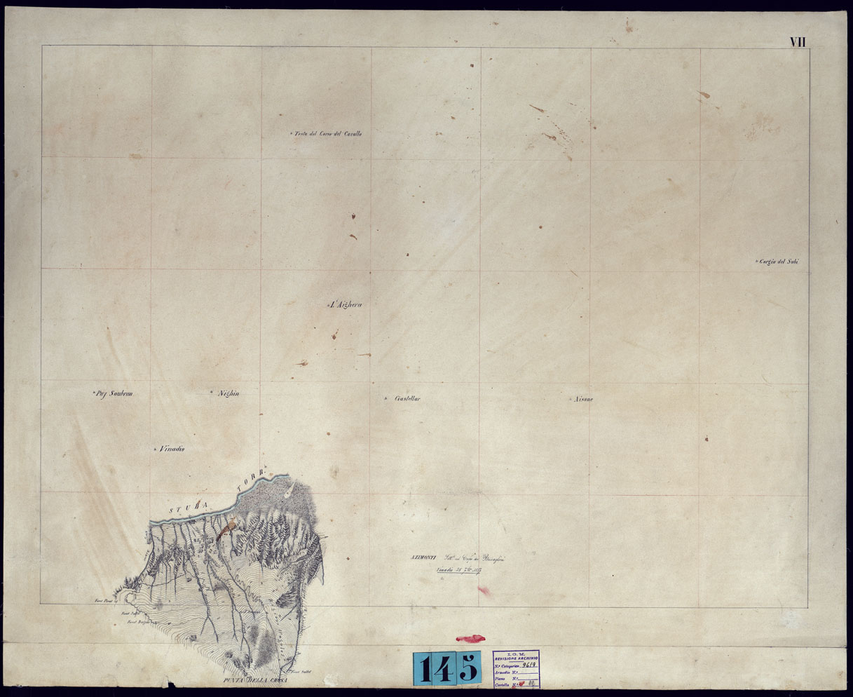 (N:23450) VINADIO E DINTORNI FRAZIONI E TAVOLETTE RILIEVO AL 10.000 DIRETTORE A. RIGHINI COLONELLO -TAVOLA VII (CA001730) Carte e stampe antiche: riproduzione a colori su carta (formato A1)
