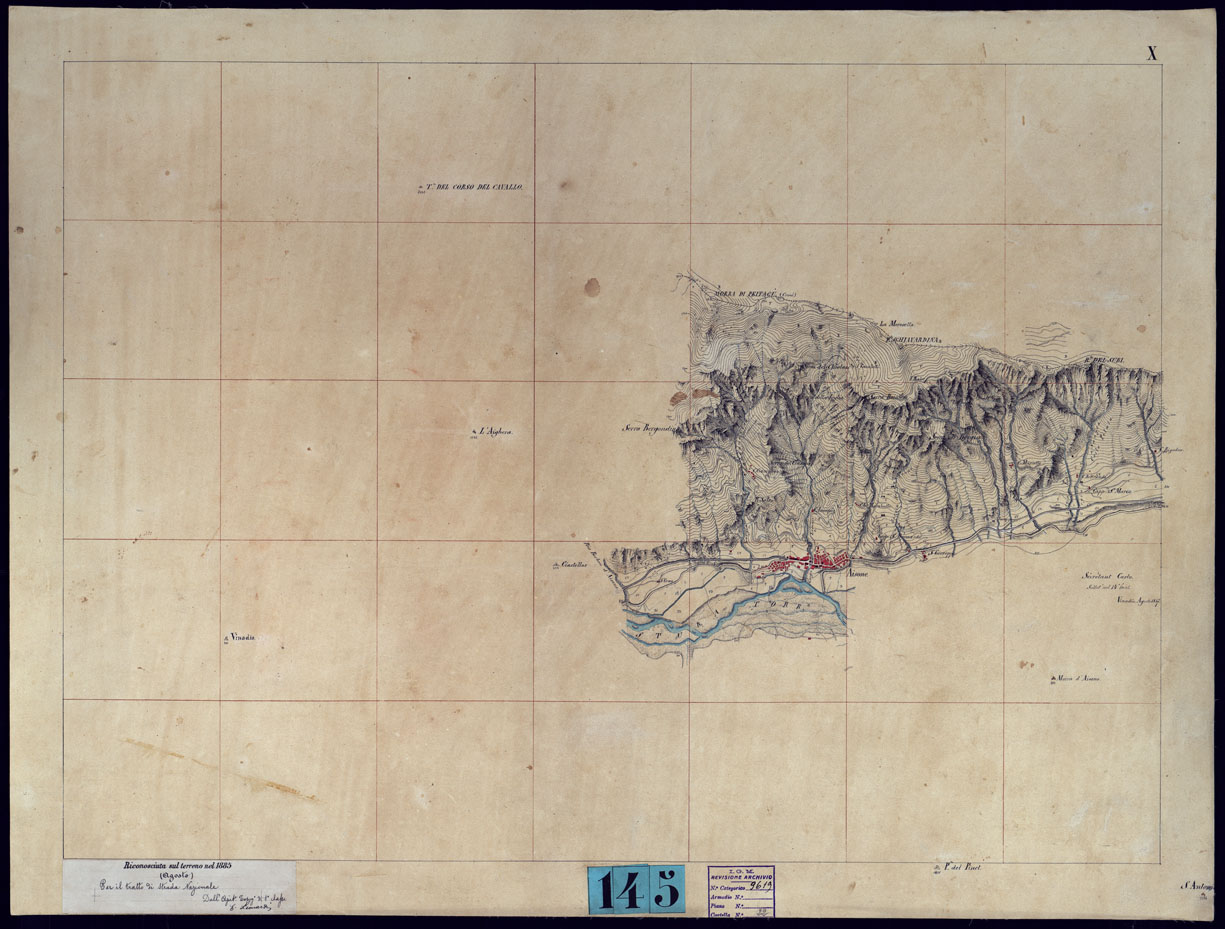(N:23453) VINADIO E DINTORNI FRAZIONI E TAVOLETTE RILIEVO AL 10.000 DIRETTORE A. RIGHINI COLONELLO -TAVOLA X (CA001733) Carte e stampe antiche: riproduzione a colori su carta (formato A1)