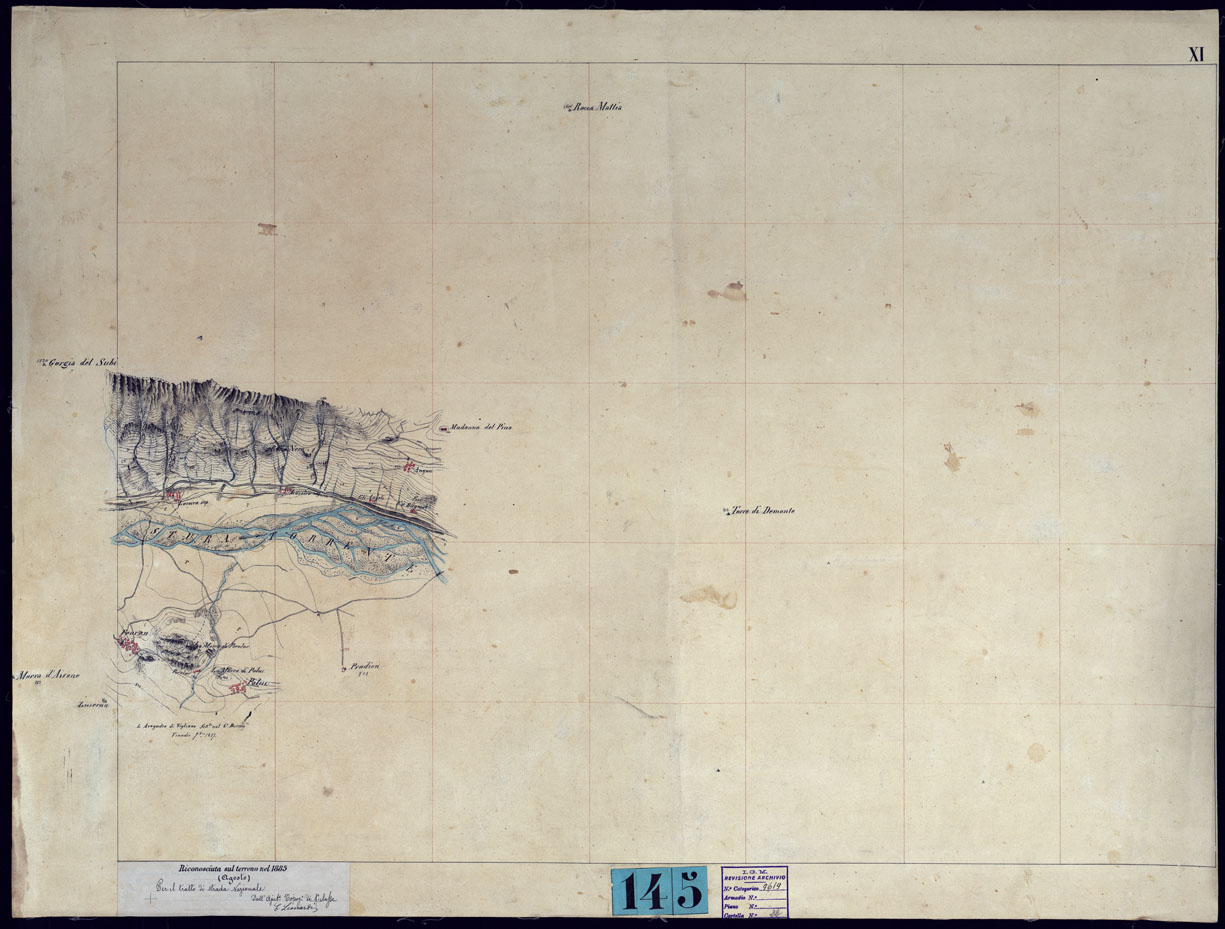 (N:23454) VINADIO E DINTORNI FRAZIONI E TAVOLETTE RILIEVO AL 10.000 DIRETTORE A. RIGHINI COLONELLO -TAVOLA XI (CA001734) Carte e stampe antiche: riproduzione a colori su carta (formato A1)