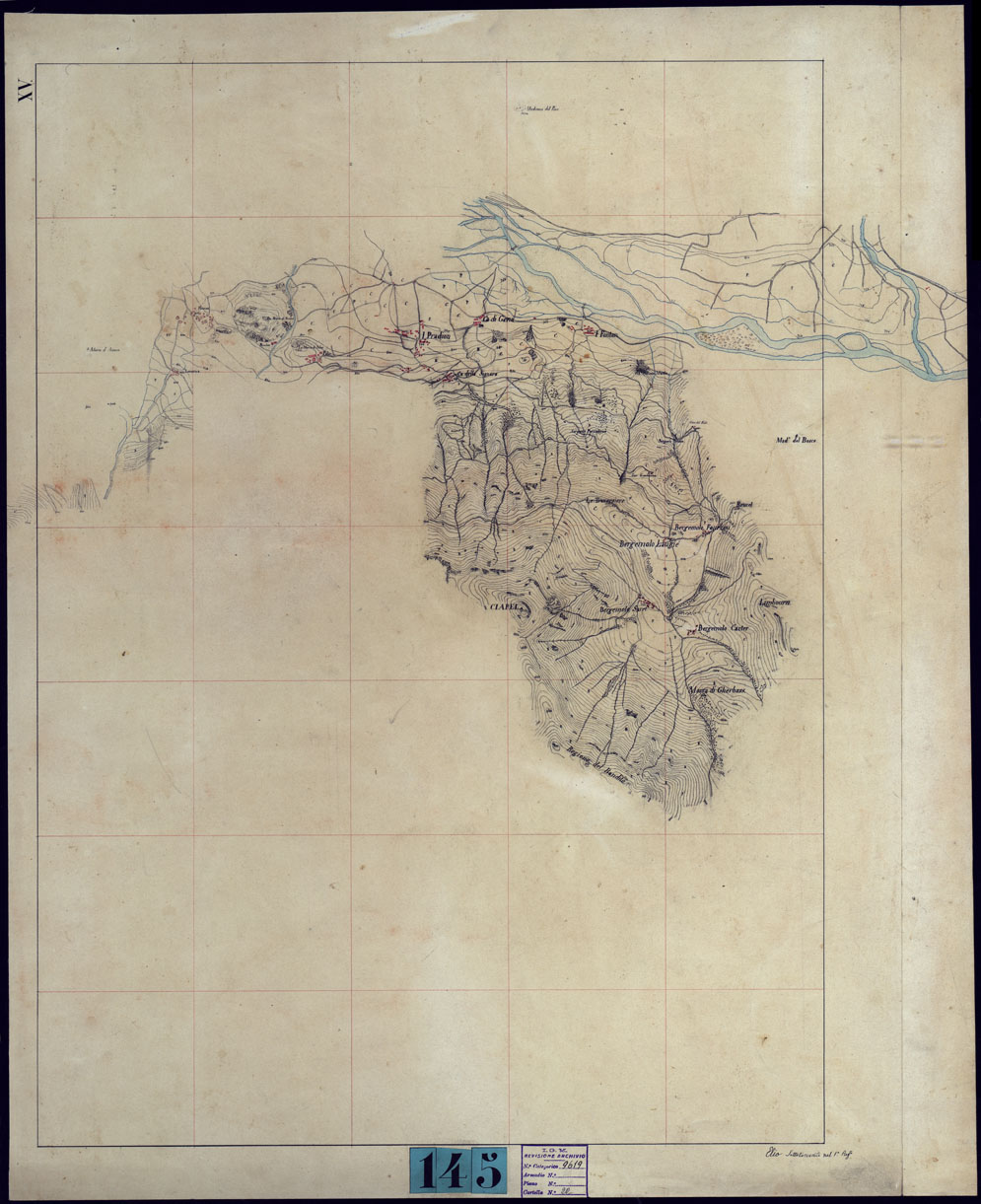 (N:23458) VINADIO E DINTORNI FRAZIONI E TAVOLETTE RILIEVO AL 10.000 DIRETTORE A. RIGHINI COLONELLO -TAVOLA XV (CA001738) Carte e stampe antiche: riproduzione a colori su carta (formato A1)
