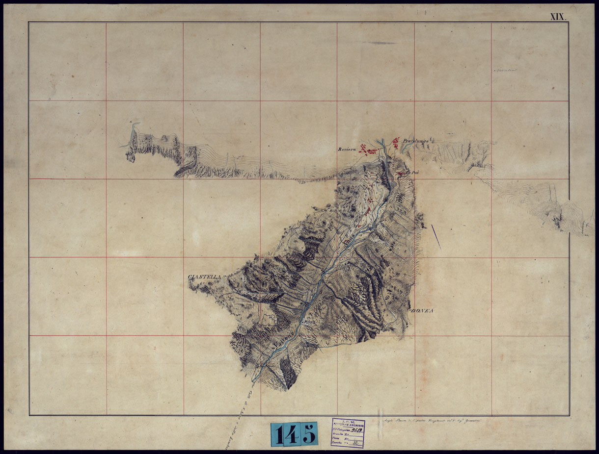 (N:23462) VINADIO E DINTORNI FRAZIONI E TAVOLETTE RILIEVO AL 10.000 DIRETTORE A. RIGHINI COLONELLO -TAVOLA XIX (CA001742) Carte e stampe antiche: riproduzione a colori su carta (formato A1)