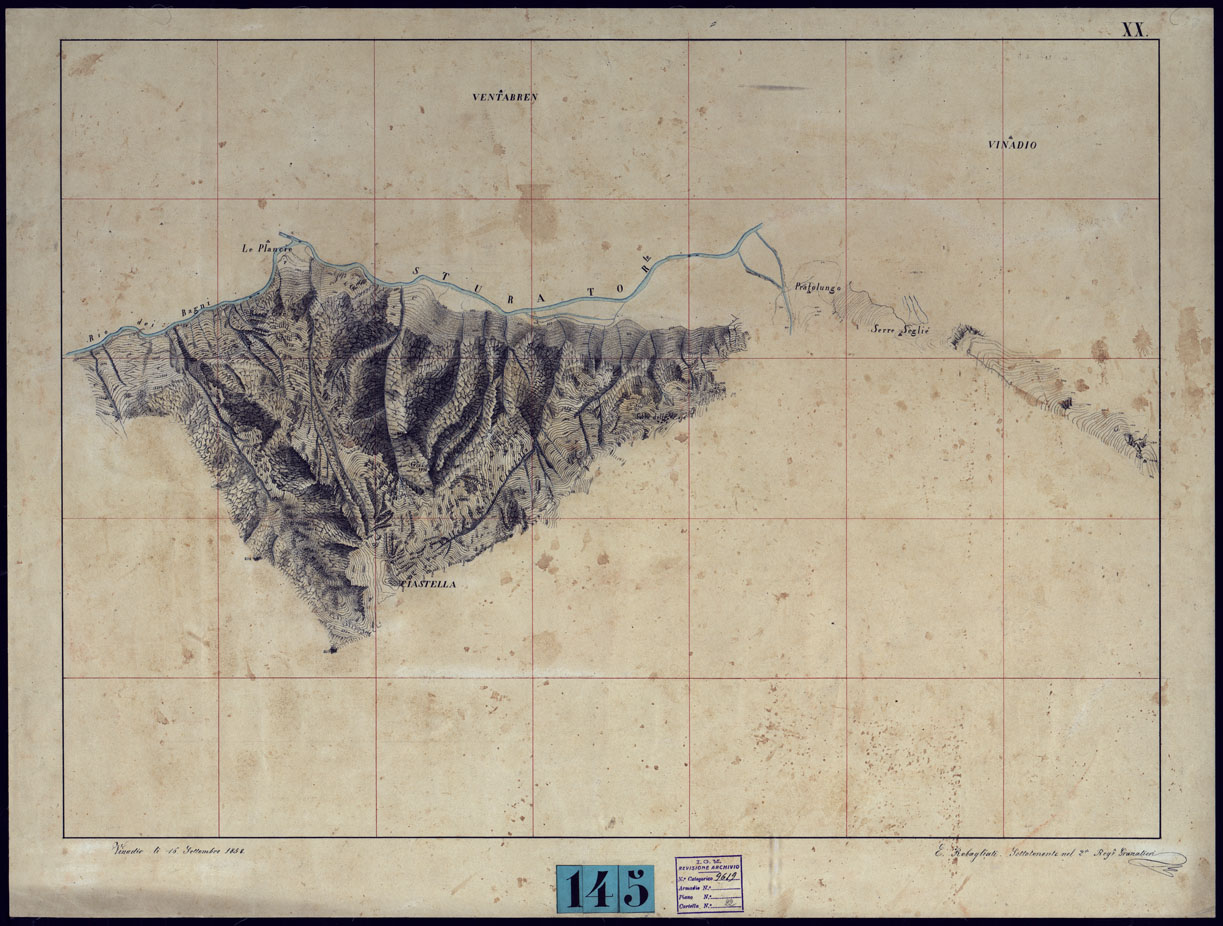 (N:23776) VINADIO E DINTORNI FRAZIONI E TAVOLETTE RILIEVO AL 10.000 DIRETTORE A. RIGHINI COLONELLO -TAVOLA XX (CA001743) Carte e stampe antiche: riproduzione a colori su carta (formato A1)
