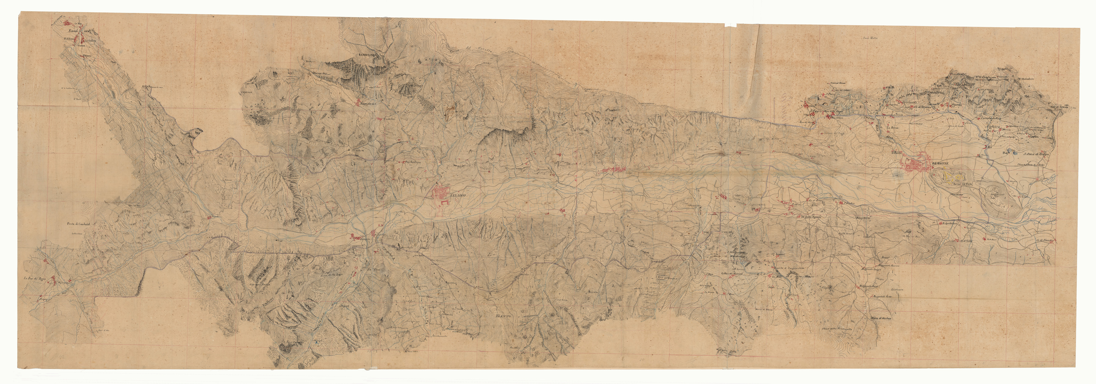 (N:23469) LEVATA DELLA VALLE DI STURA COLLE FORTIFICAZIONI DI VINADIO (CA001753) Carte e stampe antiche: riproduzione a colori su carta (formato A1)