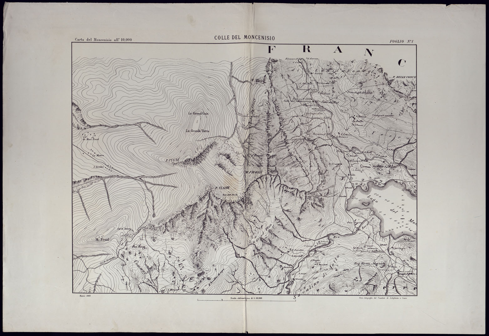 (N:23481) CARTA DEL MONCENISIO  COLLE MONCENISIO - FOGLIO 1 (CA001769) Carte e stampe antiche: riproduzione a colori su carta (formato A1)