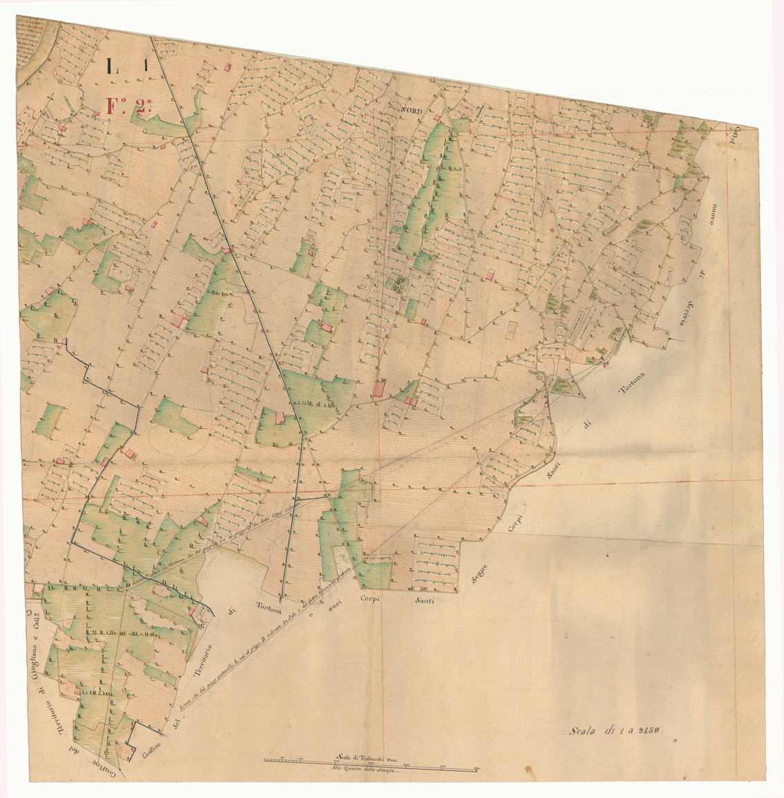 (N:7525) PARTE 2 DEL OLTRE PO' CHE COMPRENDE PARTE DEL CORSO DELLA STAFFORA VERSO VARZI E PARTE DI QUELLA DELLA TREBBIA ROBBIO  - FOGLIO 2. (CA001802) Carte e stampe antiche: riproduzione a colori su carta (formato A1)