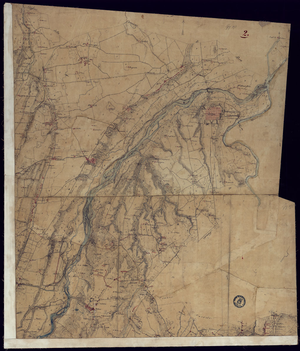 (N:7837) DODICI MINUTE DI CAMPAGNA, ALLA SCALA DI 1/20.000 DI PARTE DEL TERRITORIO COMPRESO FRA IL TORRENTE MELLEA E IL FIUME TANARO NELLA PROVINCIA DI CUNEO -  FOGLIO 2 CHERASCO. (CA001915) Carte e stampe antiche: riproduzione a colori su carta (formato A1)