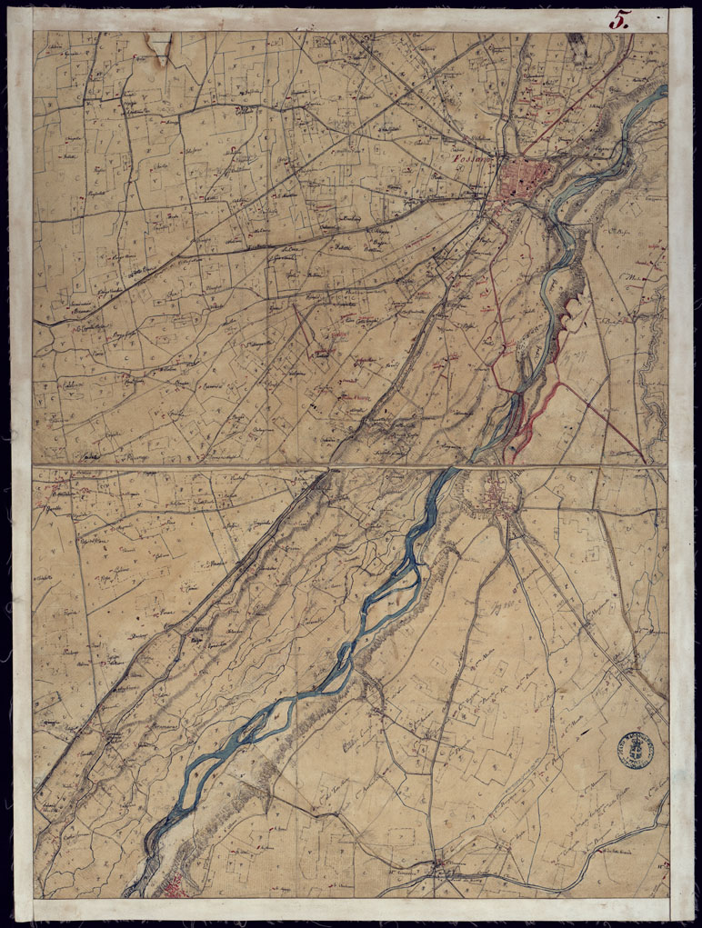 (N:7826) DODICI MINUTE DI CAMPAGNA, ALLA SCALA DI 1/20.000 DI PARTE DEL TERRITORIO COMPRESO FRA IL TORRENTE MELLEA E IL FIUME TANARO NELLA PROVINCIA DI CUNEO -  FOGLIO 5 FOSSANO. (CA001918) Carte e stampe antiche: riproduzione a colori su carta (formato A1)