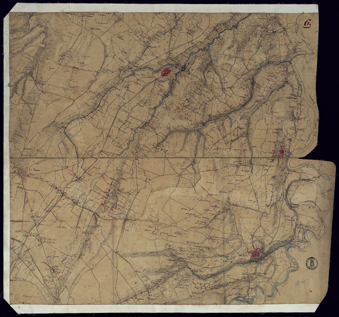 (N:7825) DODICI MINUTE DI CAMPAGNA, ALLA SCALA DI 1/20.000 DI PARTE DEL TERRITORIO COMPRESO FRA IL TORRENTE MELLEA E IL FIUME TANARO NELLA PROVINCIA DI CUNEO -  FOGLIO 6 CARRU'. (CA001919) Carte e stampe antiche: riproduzione a colori su carta (formato A1)