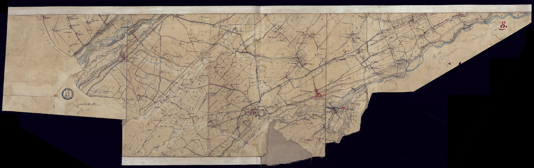 (N:7823) DODICI MINUTE DI CAMPAGNA, ALLA SCALA DI 1/20.000 DI PARTE DEL TERRITORIO COMPRESO FRA IL TORRENTE MELLEA E IL FIUME TANARO NELLA PROVINCIA DI CUNEO -  FOGLIO 8 ROCCA DE BALDI. (CA001922) Carte e stampe antiche: riproduzione a colori su carta (formato A1)