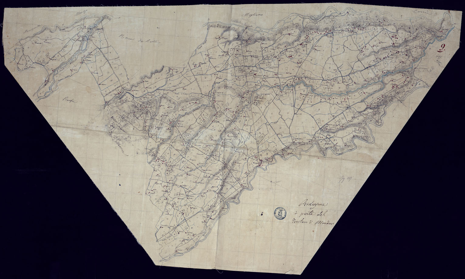(N:6600) DODICI MINUTE DI CAMPAGNA, ALLA SCALA DI 1/20.000 DI PARTE DEL TERRITORIO COMPRESO FRA IL TORRENTE MELLEA E IL FIUME TANARO NELLA PROVINCIA DI CUNEO -  FOGLIO 9 ROCCA DE' BALDI. (CA001923) Carte e stampe antiche: riproduzione a colori su carta (formato A1)