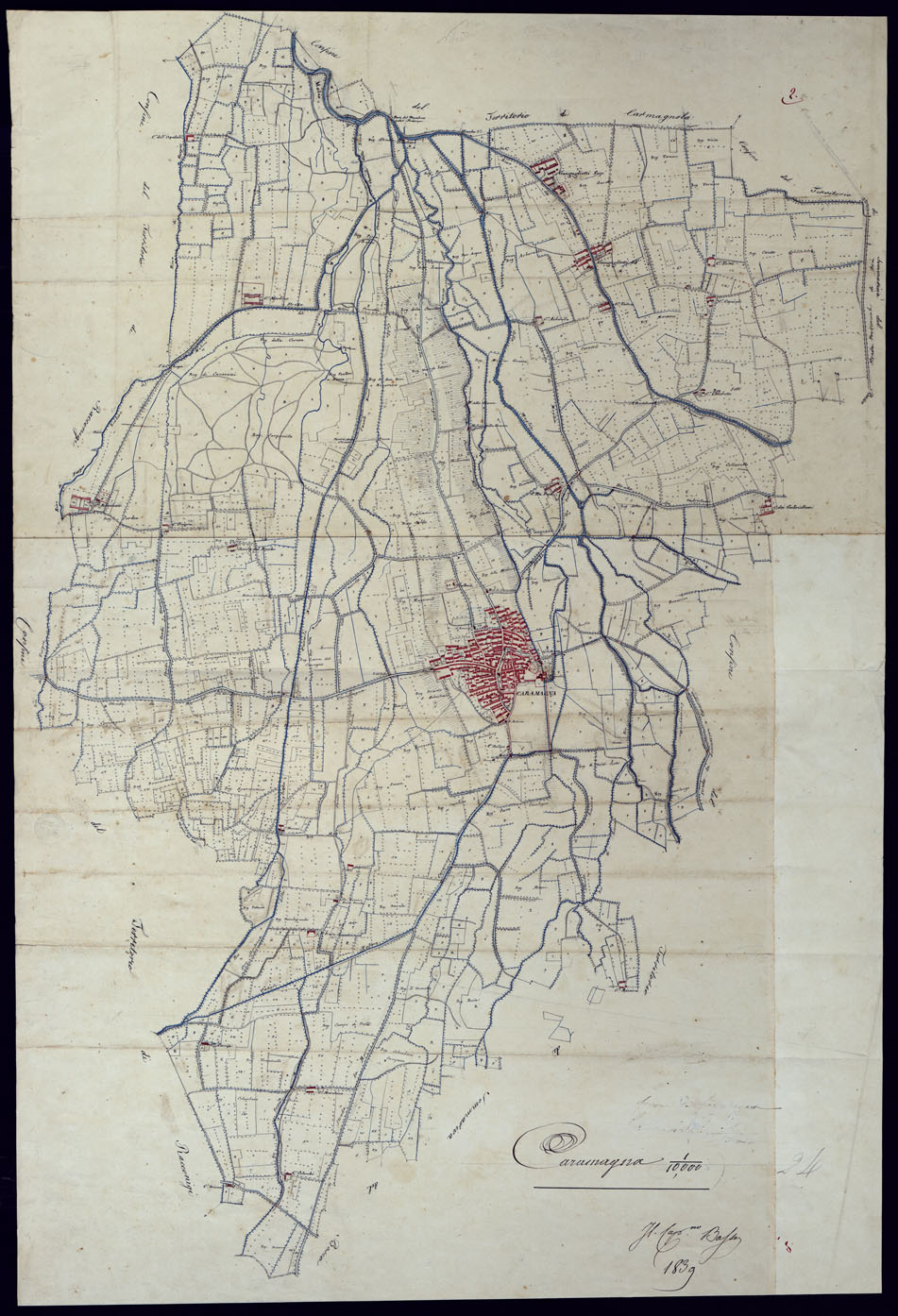 (N:6372) TERRITORIO COMPRESO TRA BRA, MORETTA, CAVALLERMAGGIORE, RACCONIGI, VILLANOVA - FOGLIO 2 CARAMAGNA PIEMONTE. (CA001928) Carte e stampe antiche: riproduzione a colori su carta (formato A1)