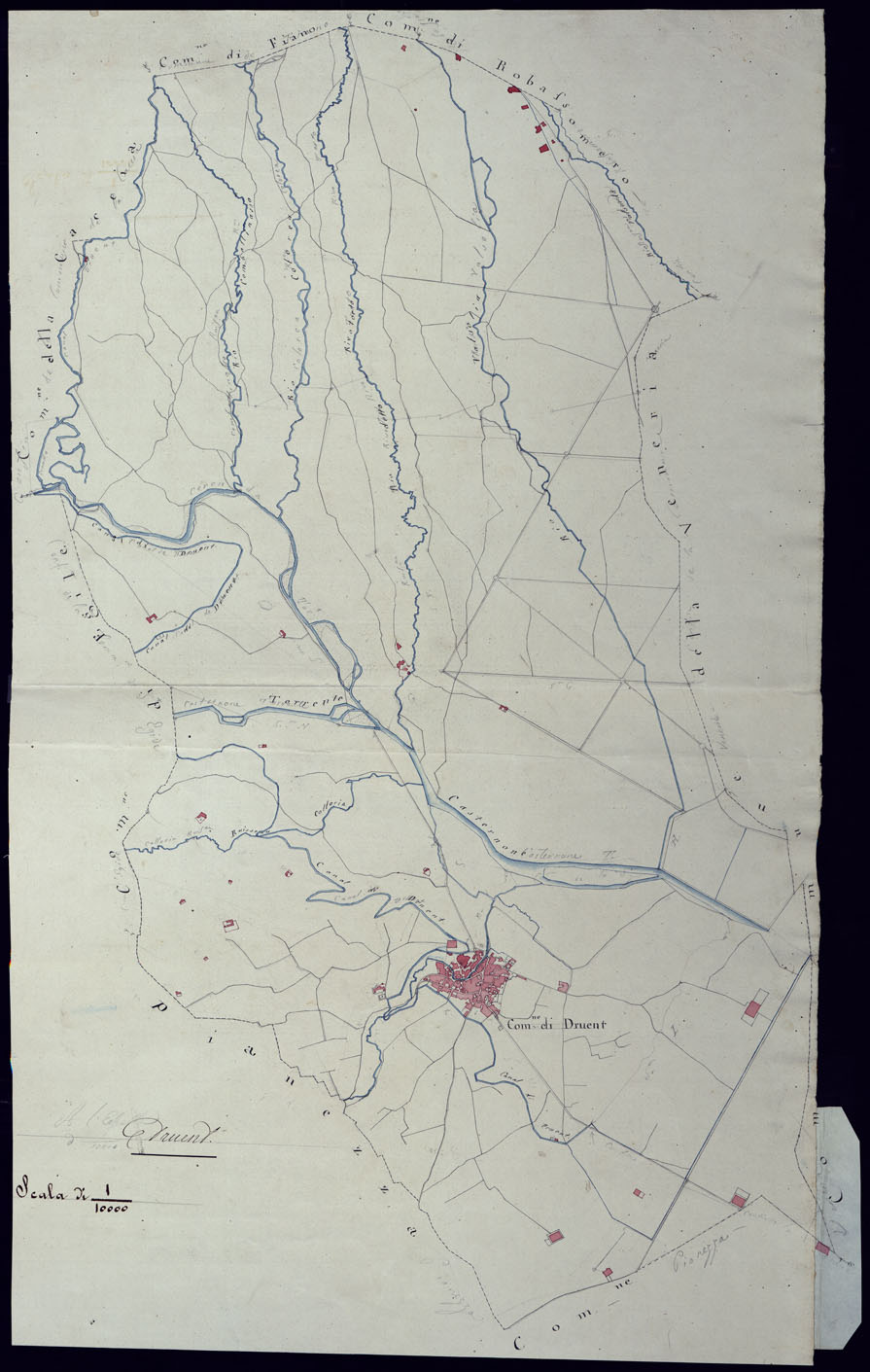 (N:6155) TERRITORIO COMPRESO TRA BRA, MORETTA, CAVALLERMAGGIORE, RACCONIGI, VILLANOVA - FOGLIO 8 DRUENT. (CA001935) Carte e stampe antiche: riproduzione a colori su carta (formato A1)