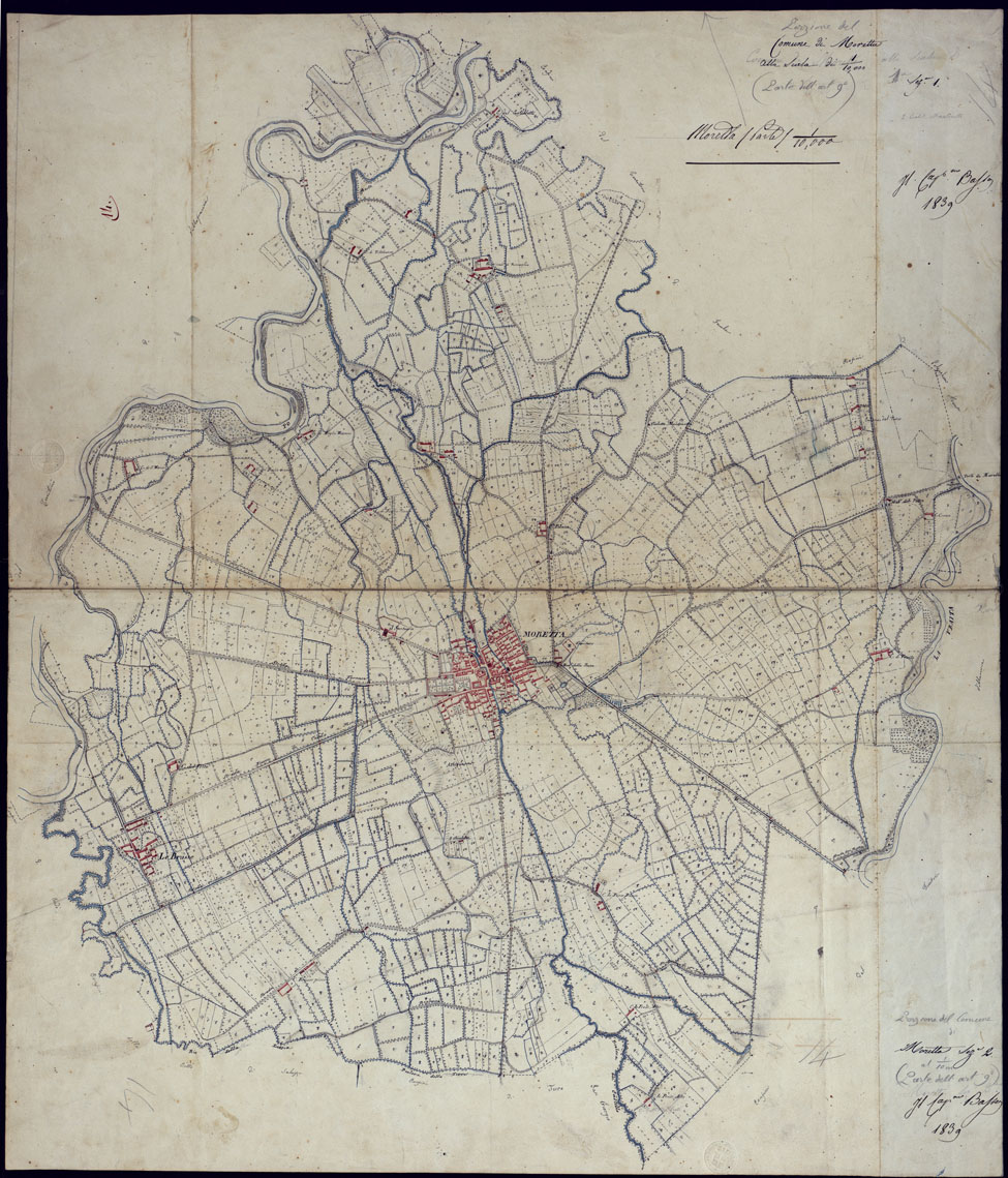 (N:6142) TERRITORIO COMPRESO TRA BRA, MORETTA, CAVALLERMAGGIORE, RACCONIGI, VILLANOVA - FOGLIO 14 MORETTA. (CA001941) Carte e stampe antiche: riproduzione a colori su carta (formato A1)