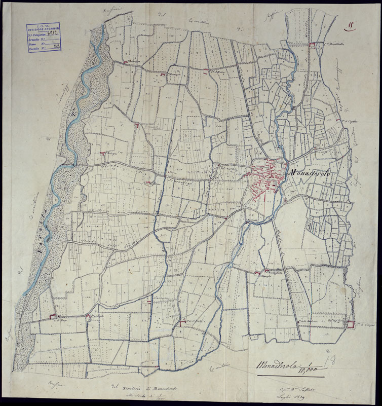 (N:6140) TERRITORIO COMPRESO TRA BRA, MORETTA, CAVALLERMAGGIORE, RACCONIGI, VILLANOVA - FOGLIO 15 MONASTEROLO. (CA001942) Carte e stampe antiche: riproduzione a colori su carta (formato A1)