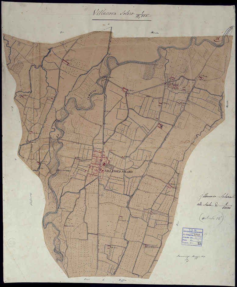 (N:6106) TERRITORIO COMPRESO TRA BRA, MORETTA, CAVALLERMAGGIORE, RACCONIGI, VILLANOVA - FOGLIO 26  VILLANUOVA SALANO. (CA001957) Carte e stampe antiche: riproduzione a colori su carta (formato A1)