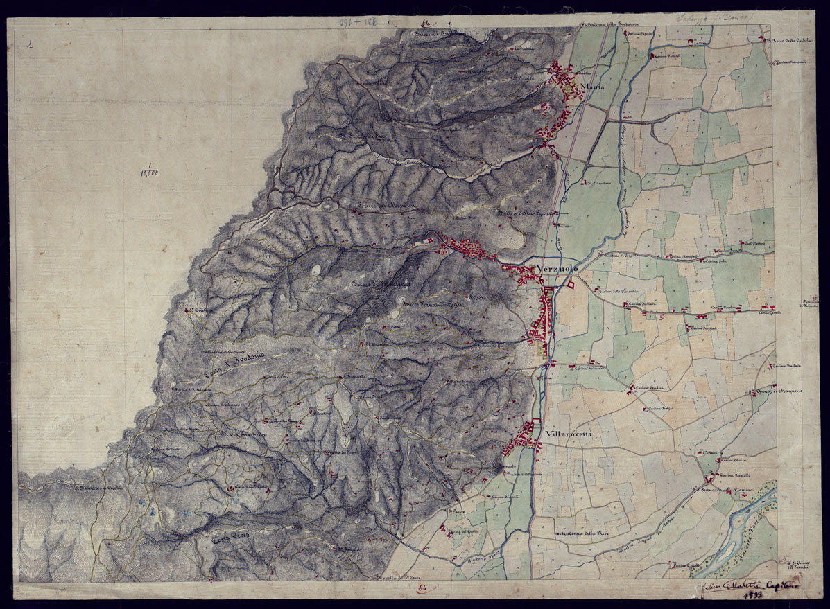 (N:10551) COMUNI DI MANTA, VERZUOLO, VILLANOVETTA, PIASCO, COSTIGLIOLE - FOGLIO 1. (CA001960) Carte e stampe antiche: riproduzione a colori su carta (formato A1)