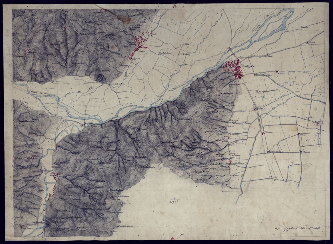 (N:10550) COMUNI DI MANTA, VERZUOLO, VILLANOVETTA, PIASCO, COSTIGLIOLE - FOGLIO 2 (CA001961) Carte e stampe antiche: riproduzione a colori su carta (formato A1)