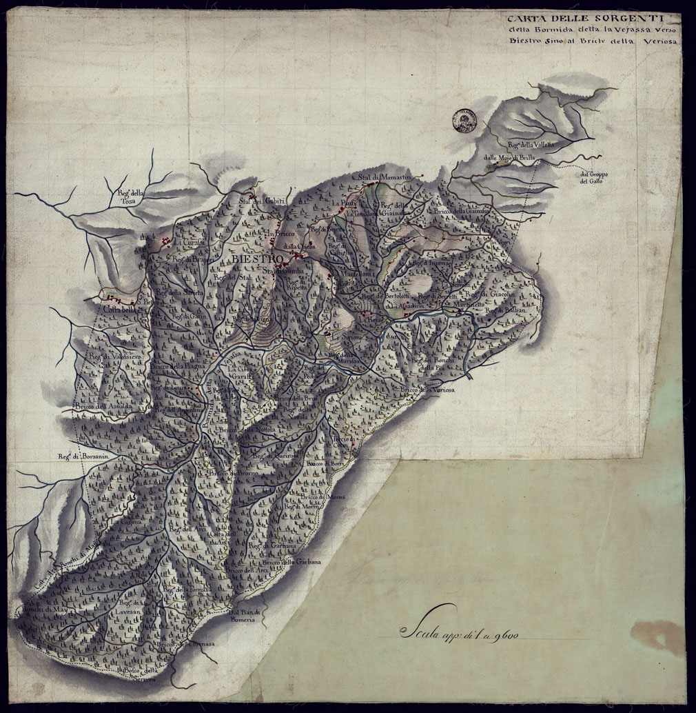 (N:6179) CARTA DELLE SORGENTI DELLA BORMIDA DETTA LA VEJASSA VERSO BIESTRO SINO AL BRICH DELLA VERIOSA. (CA002003) Carte e stampe antiche: riproduzione a colori su carta (formato A1)