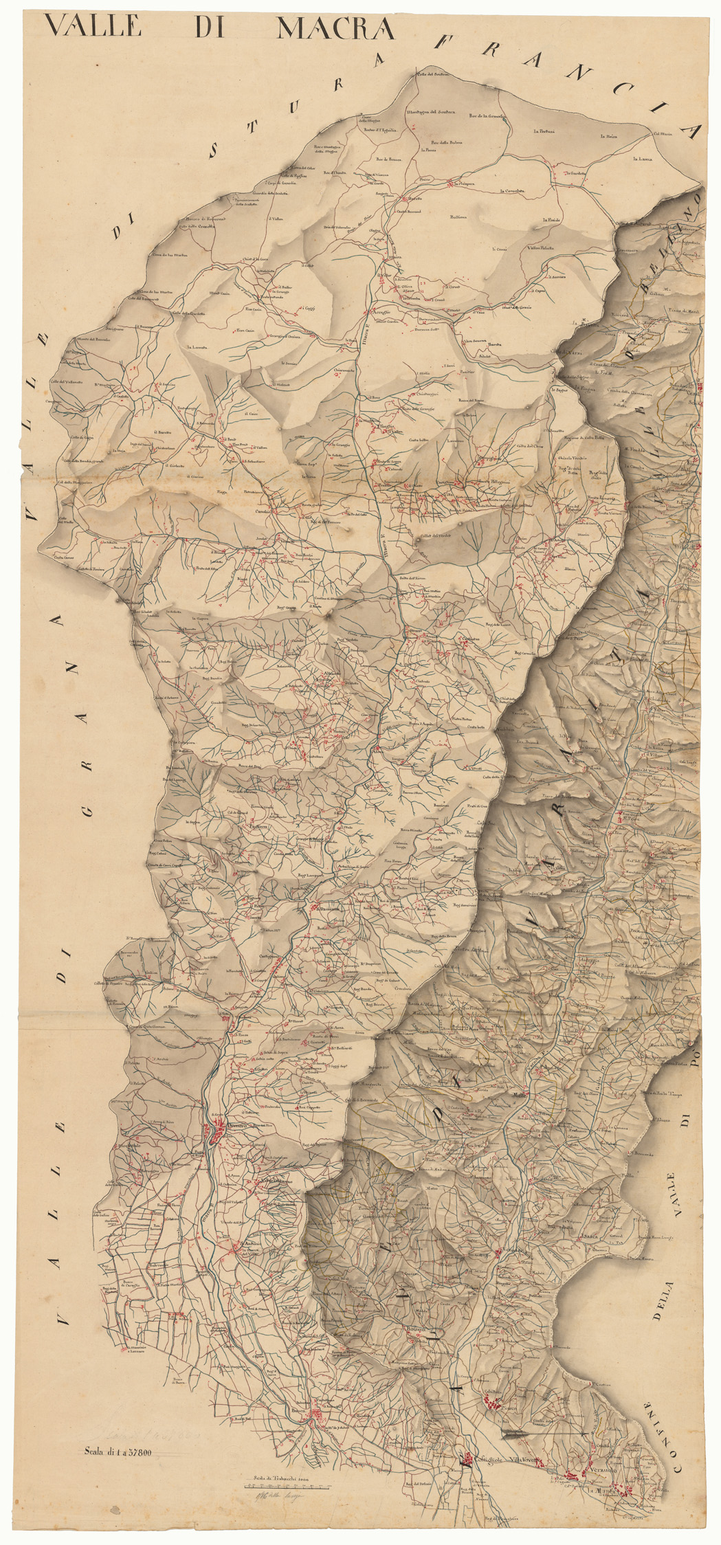 (N:23515) VALLE DI MACRA (CA002015) Carte e stampe antiche: riproduzione a colori su carta (formato A1)
