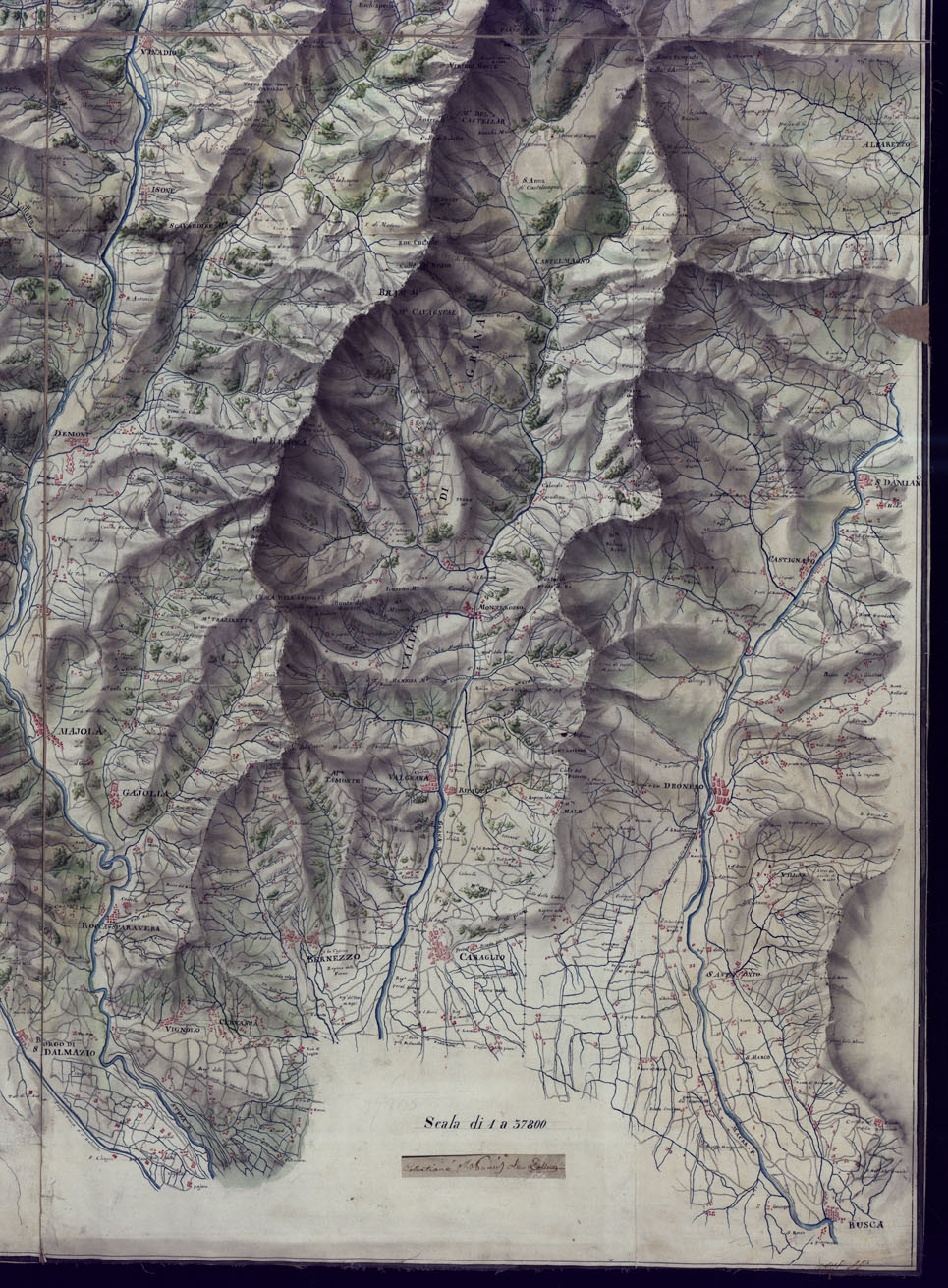 (N:23516) CARTA TOPOGRAFICA DELLA VALLE DI TINCA CONTADO DI NIZZA DELLE VALLI DI ENTRAQUE, DI VAUDIER, DI GESSO, DI STURA DI GRANA E DI PARTE DELLA VALLE DI MACRA SCALA DI 1 A 37.800. (CA002032, CA002035, CA002033, CA002034) Carte e stampe antiche: riproduzione a colori su carta (formato A1)