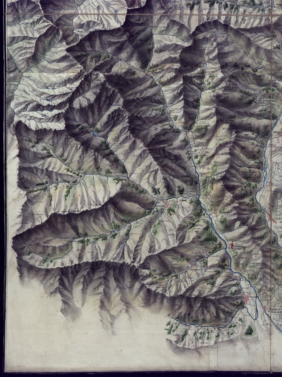 (N:23516) CARTA TOPOGRAFICA DELLA VALLE DI TINCA CONTADO DI NIZZA DELLE VALLI DI ENTRAQUE, DI VAUDIER, DI GESSO, DI STURA DI GRANA E DI PARTE DELLA VALLE DI MACRA SCALA DI 1 A 37.800. (CA002032, CA002035, CA002033, CA002034) Carte e stampe antiche: riproduzione a colori su carta (formato A1)