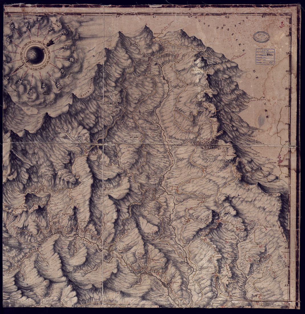 (N:8298) PARTIE DES ALPES VERS LE PIEMONT, OU SONT LES VALLEES DE PRAGELAT DE LA PEROU SE ET S. MARTIN. (CA002054) Carte e stampe antiche: riproduzione a colori su carta (formato A1)
