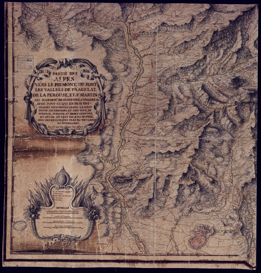 (N:8297) PARTIE DES ALPES VERS LE PIEMONT, OU SONT LES VALLEES DE PRAGELAT DE LA PEROUSE ET S. MARTIN. (CA002055) Carte e stampe antiche: riproduzione a colori su carta (formato A1)