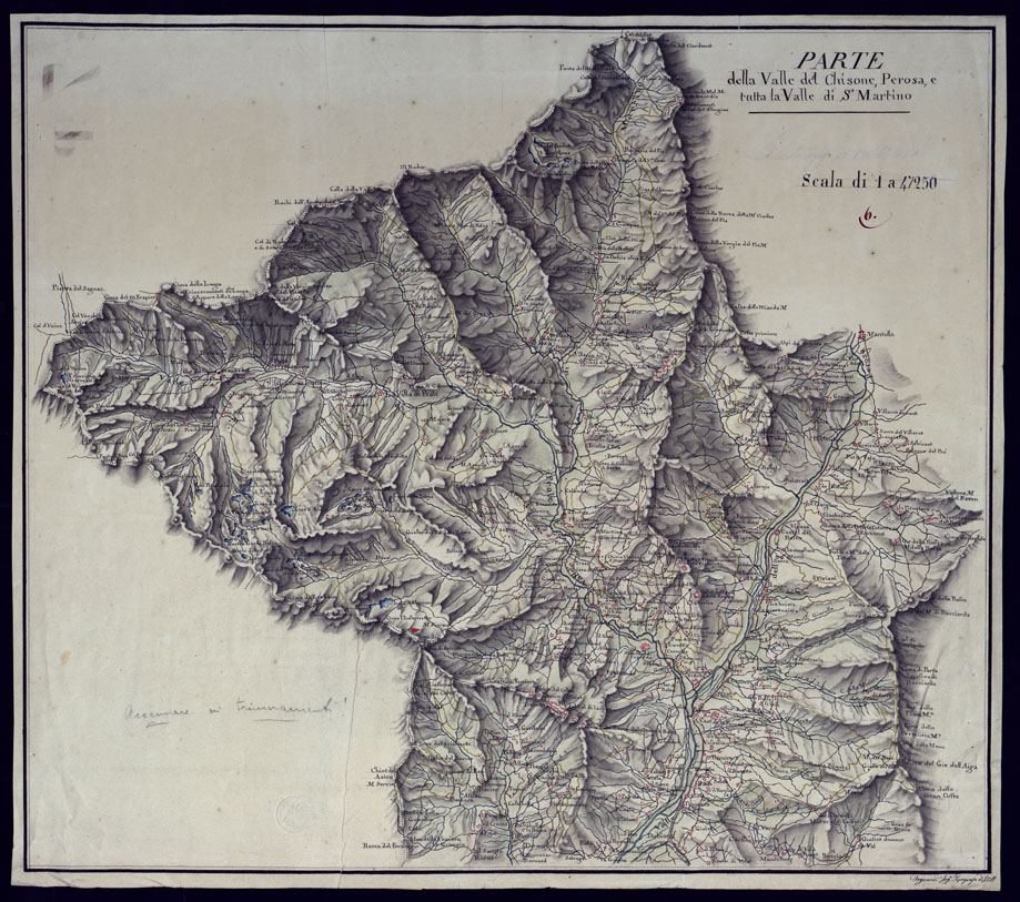 (N:5609) PARTE DELLA VALLE DEL CHISONE, PEROSA, E TUTTA LA VALLE DI S. MARTINO. (CA002061) Carte e stampe antiche: riproduzione a colori su carta (formato A1)
