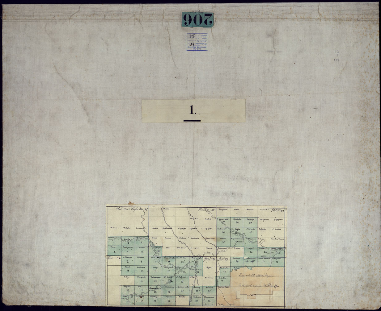(N:9075) TERRITORIO COMPRESO TRA ALESSANDRIA, CASALE, VOLPEDO E TRA PAVIA, CASTEGGIO E PIACENZA - ZONA RILEVATA SOTTO LA DIREZIONE DELLA SCUOLA SUPERIORE DI GUERRA 1 25,000 NEL 1875 - QUADRO D'UNIONE. (CA002135) Carte e stampe antiche: riproduzione a colori su carta (formato A1)