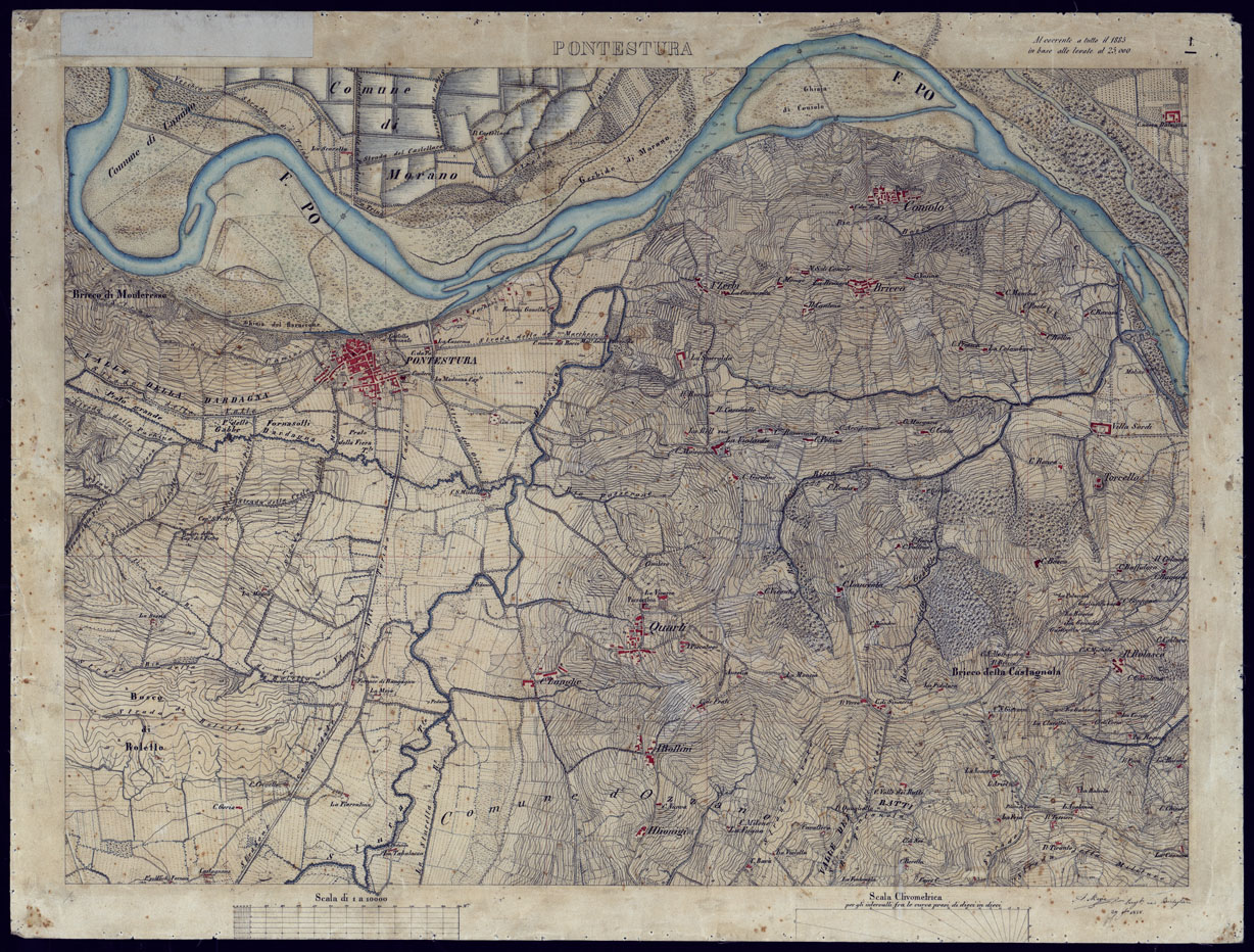 (N:9074) TERRITORIO COMPRESO TRA ALESSANDRIA, CASALE, VOLPEDO E TRA PAVIA, CASTEGGIO E PIACENZA PONESTURA - FOGLIO 1. (CA002136) Carte e stampe antiche: riproduzione a colori su carta (formato A1)