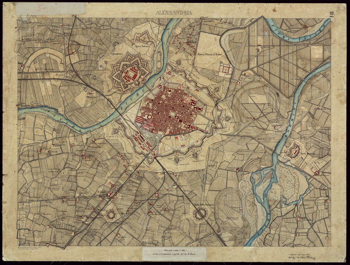 (N:8513) TERRITORIO COMPRESO TRA ALESSANDRIA, CASALE, VOLPEDO E TRA PAVIA, CASTEGGIO E PIACENZA ALESSANDRIA - FOGLIO 28. (CA002166) Carte e stampe antiche: riproduzione a colori su carta (formato A1)