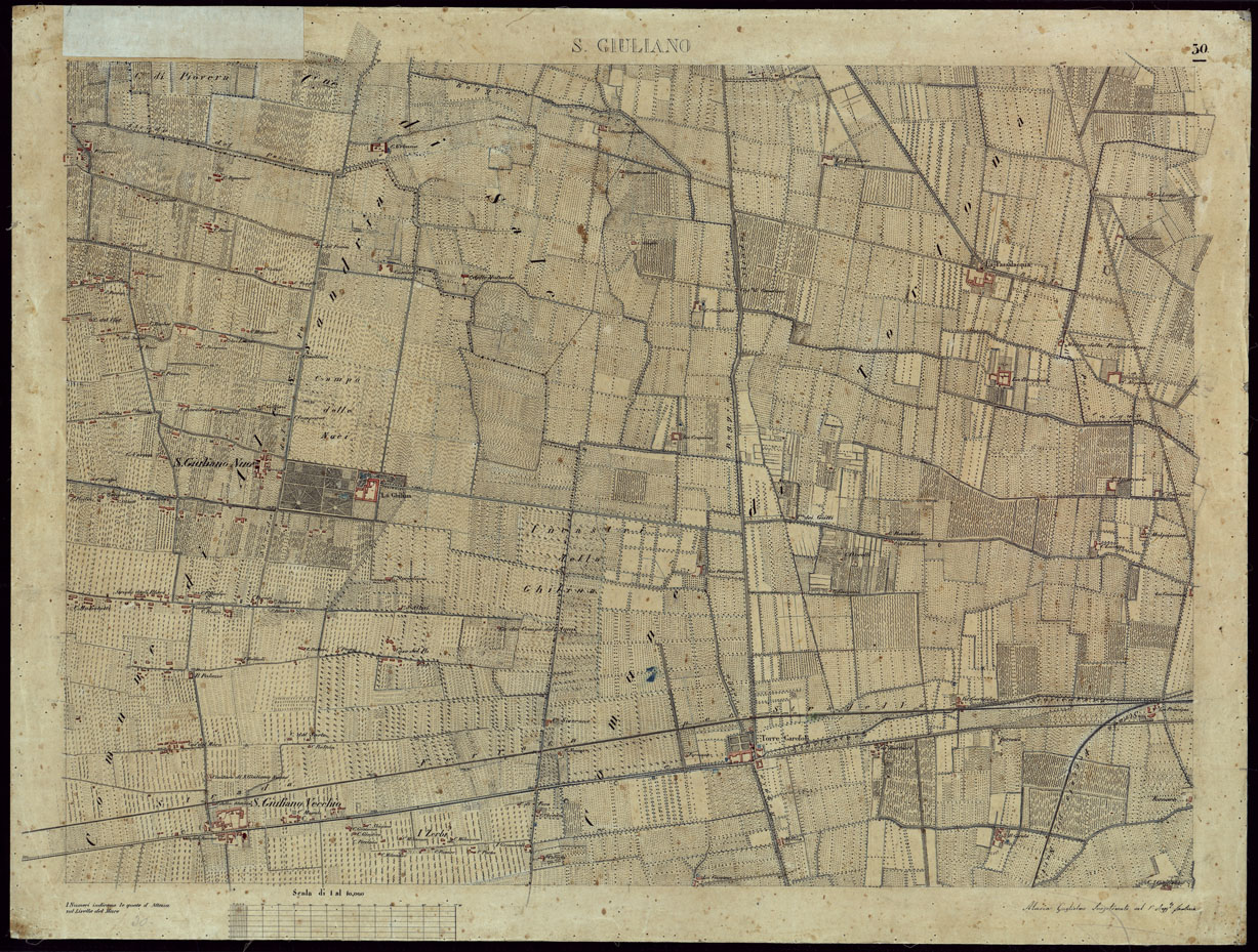 (N:8511) TERRITORIO COMPRESO TRA ALESSANDRIA, CASALE, VOLPEDO E TRA PAVIA, CASTEGGIO E PIACENZA S. GIULIANO - FOGLIO 30. (CA002168) Carte e stampe antiche: riproduzione a colori su carta (formato A1)