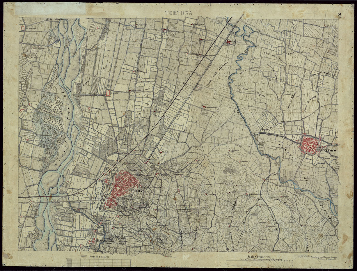 (N:8510) TERRITORIO COMPRESO TRA ALESSANDRIA, CASALE, VOLPEDO E TRA PAVIA, CASTEGGIO E PIACENZA TORTONA - FOGLIO 31. (CA002169) Carte e stampe antiche: riproduzione a colori su carta (formato A1)
